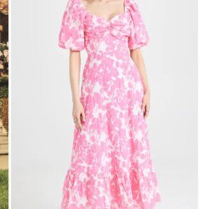 English Factory Floral Print Maxi Dress, Size Small, Color Fuschia (Hot Pink)